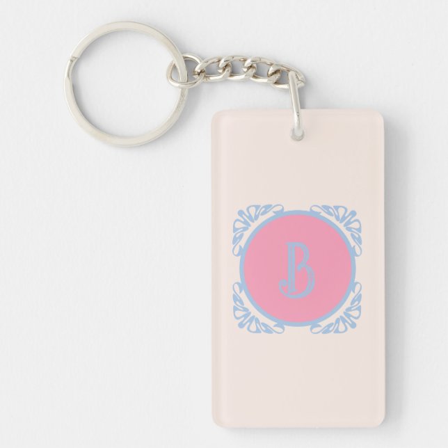Personalized pink and blue  keychain (Front)