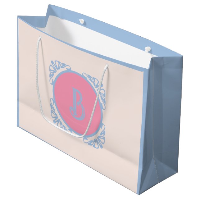 Personalized pink and blue  large gift bag (Front Angled)