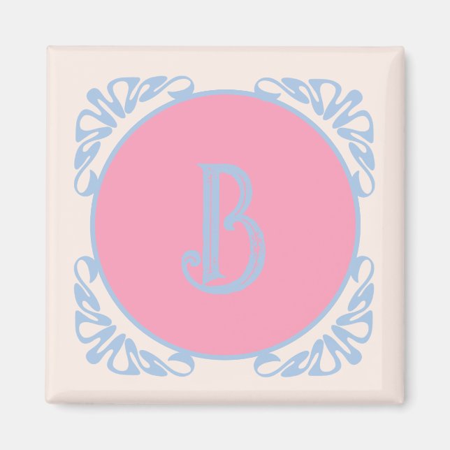 Personalized pink and blue  magnet (Front)