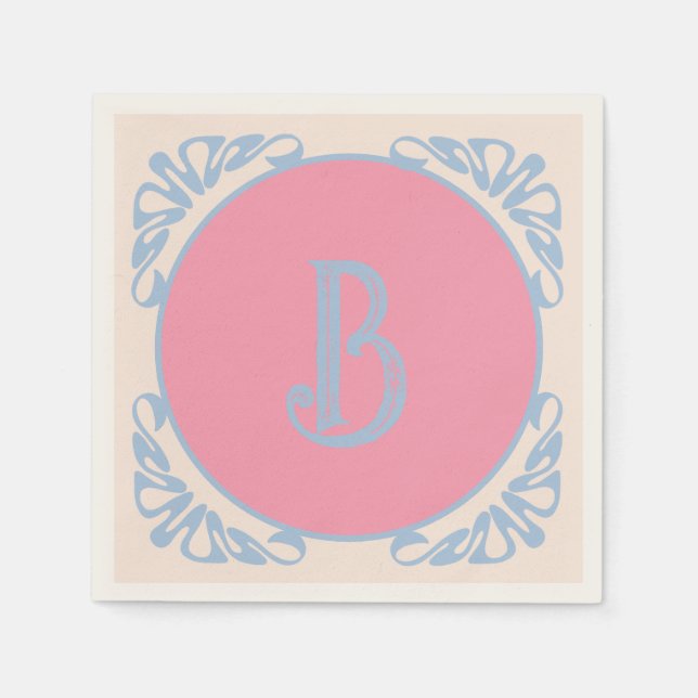 Personalized pink and blue  napkin (Front)