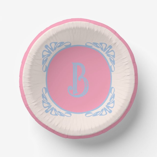 Personalized pink and blue  paper plate (Front)