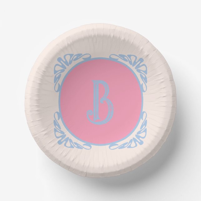 Personalized pink and blue  paper plate (Front)