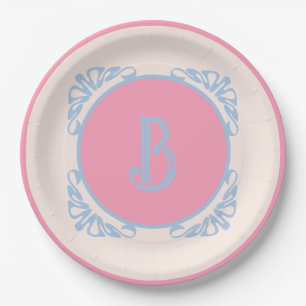 Personalized pink and blue paper plate
