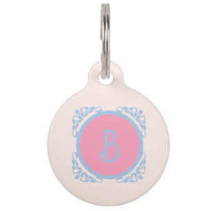 Personalized pink and blue pet tag