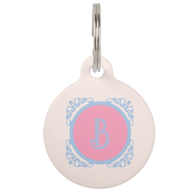 Personalized pink and blue  pet tag (Front)