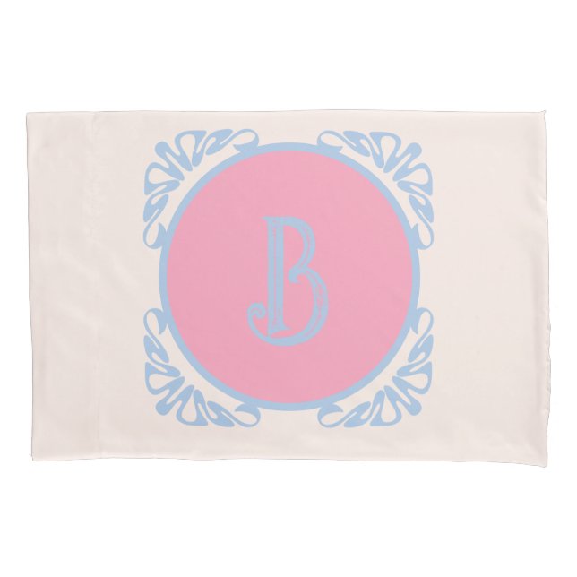 Personalized pink and blue  pillowcase (Front)