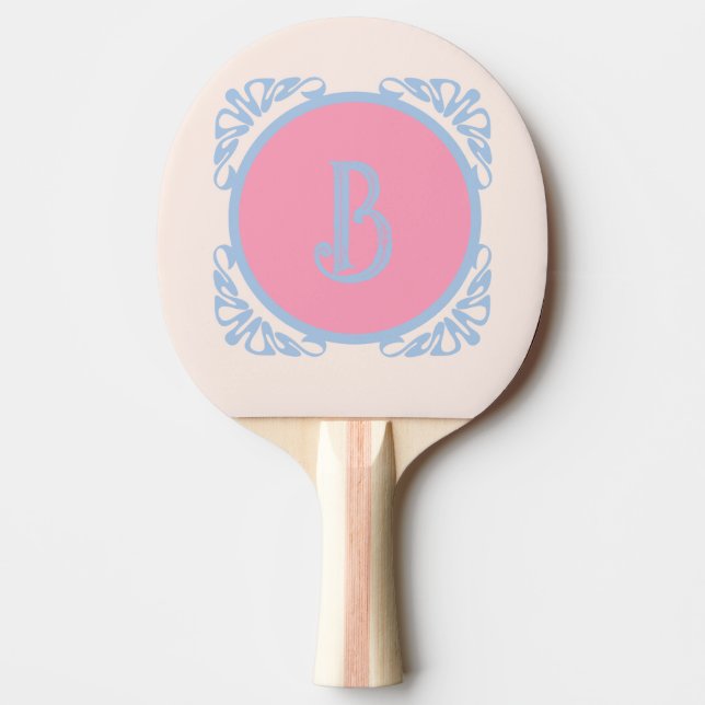 Personalized pink and blue  ping pong paddle (Front)