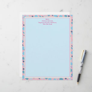 Personalized Pink and Blue Stationary Or Letterhead