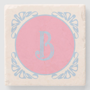 Personalized pink and blue  stone coaster