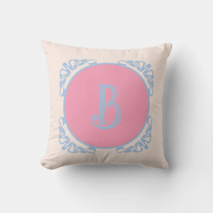 Personalized pink and blue throw pillow
