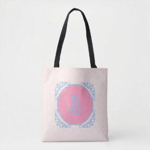 Personalized pink and blue tote bag