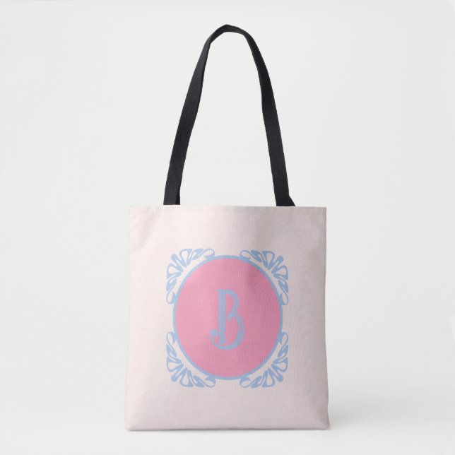 Personalized pink and blue  tote bag (Front)