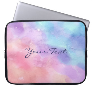 Personalized Pink and Blue Watercolor Laptop Sleeve