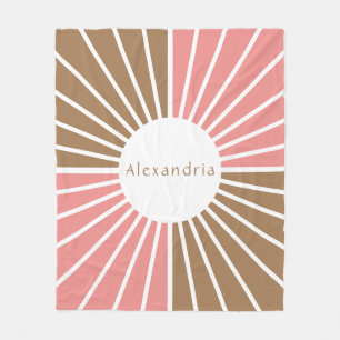 Personalized Pink and Brown Fleece Blanket
