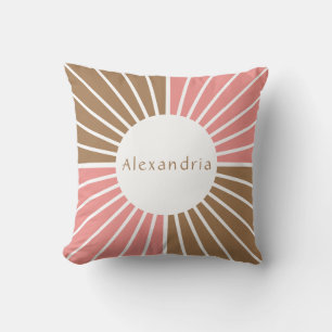 Personalized Pink and Brown Throw Pillow