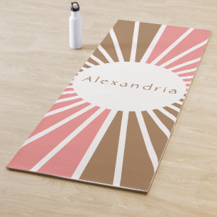 Personalized Pink and Brown Yoga Mat