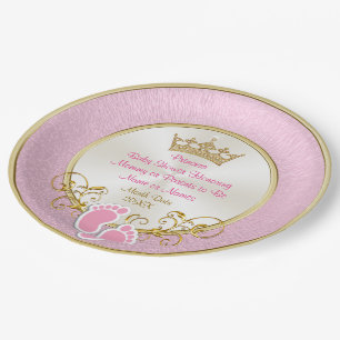 Personalized Pink and Gold Baby Shower Plates