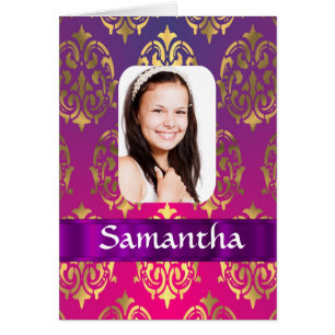 Personalized pink and gold damask pattern