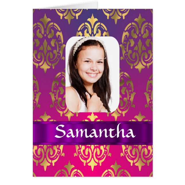 Personalized pink and gold damask pattern (Front)