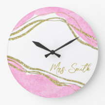  Personalized Pink and Gold Effect Wall Clock