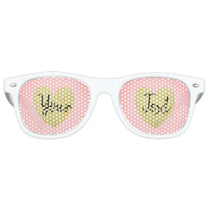 Personalized Pink and Gold Heart Party Sunglasses