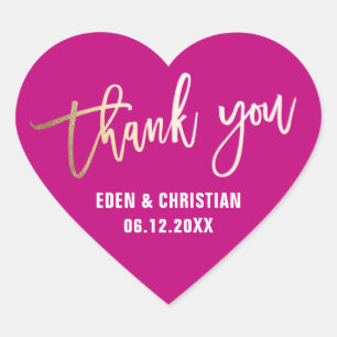 Personalized Pink and Gold Heart Sticker