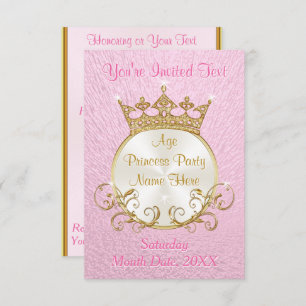 Personalized Pink and Gold Princess Invitations