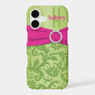 Personalized Pink and Green Damask