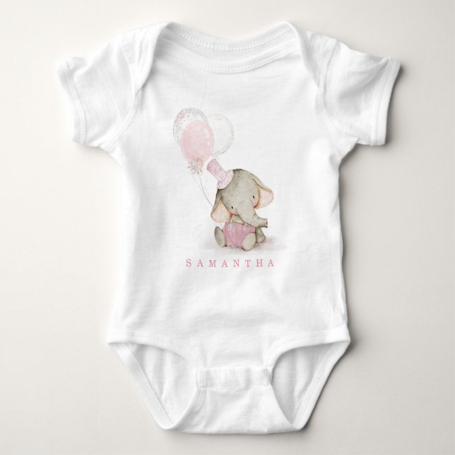 Personalized  Pink and Grey Elephant Shirts (Front)