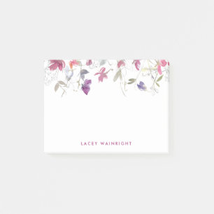 Personalized Pink and Lilac Watercolor Sweet Peas Post-it Notes