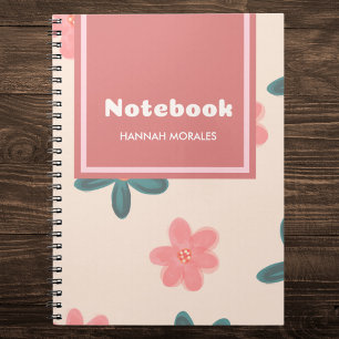 Personalized Pink and Pastel Floral Notebook