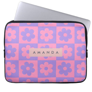 Personalized Pink and Purple Flower  Laptop Sleeve