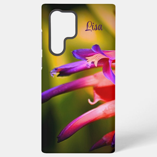 Personalized Pink and Purple Flower Samsung Case (Back)