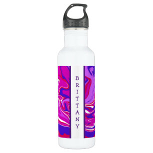 Personalized Pink and Purple Marble Swirls   710 Ml Water Bottle