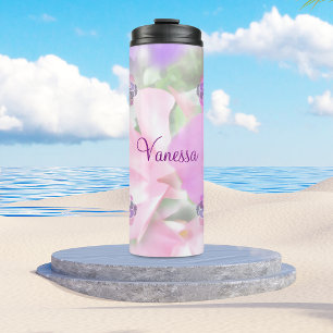 Personalized Pink And Purple Petals Thermal Tumbler