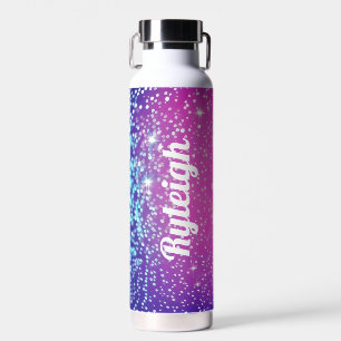 Personalized Pink and purple sparkles Water Bottle