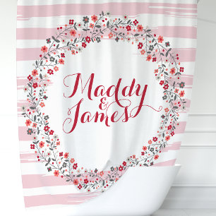 Personalized Pink and Red Floral Wreath