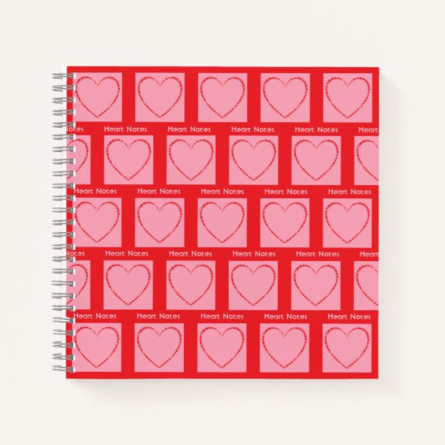 Personalized Pink and Red Heart Blocks Journal (Front)