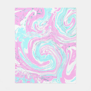 Personalized Pink and Teal Marble Swirl Fluid Art  Fleece Blanket