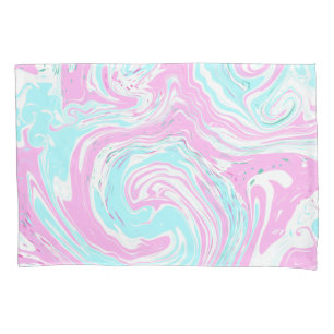 Personalized Pink and Teal Marble Swirl Fluid Art  Pillowcase