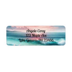 Personalized Pink and Teal Ocean Waves