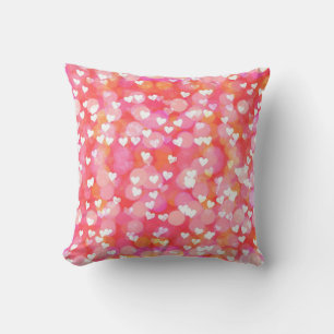 Personalized Pink and White abstract Hearts Throw Pillow