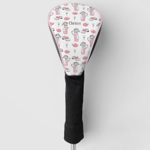 Personalized Pink and White Golf Theme Ladies Golf Head Cover