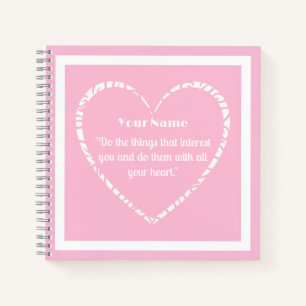 Personalized Pink and White Heart Journal Notebook