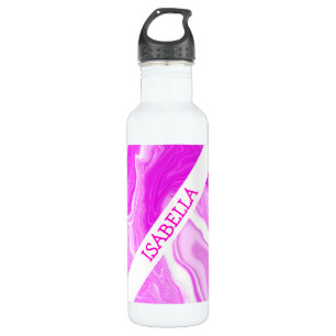Personalized Pink and White Marble Fluid Art  710 Ml Water Bottle