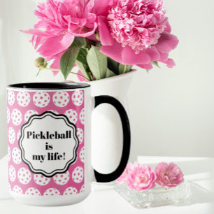 Personalized Pink And White Pickleball Mug