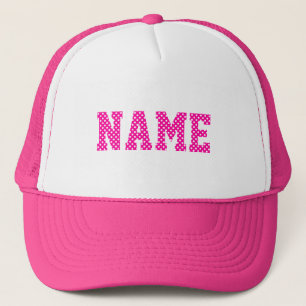 Personalized Pink and White Polka Dot Trucker Hat