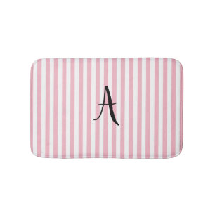 Personalized Pink and White Stripe Bath Mat