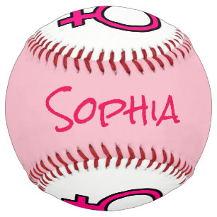 Personalized Pink and White Woman Symbol Softball