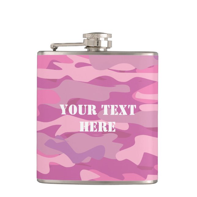 Personalized pink army Camouflage drink flask (Front)